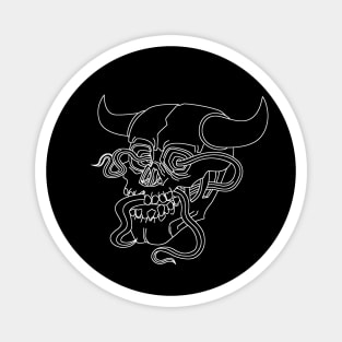 Demon Skull with Three Tongues Lineart Magnet